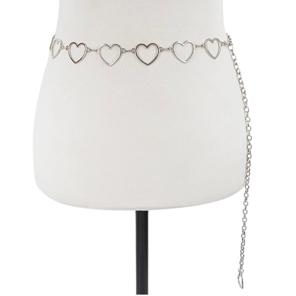 Silver Heart Chain‎ Link Waist Belt